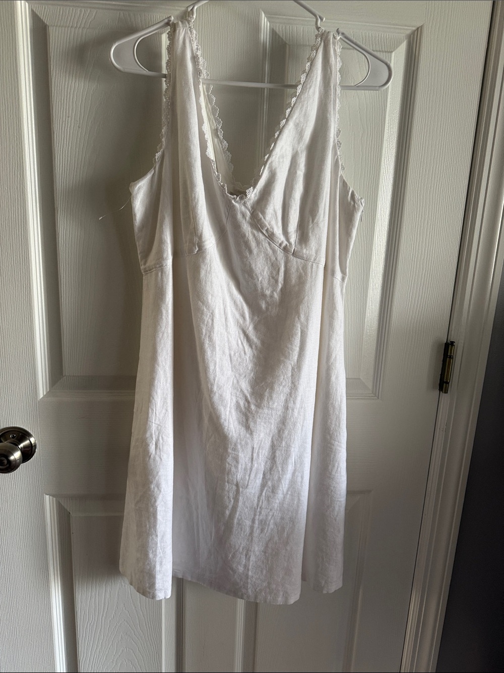 Laura Ashley White Lace-Trim Slip Dress
